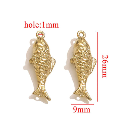 5PCS Stainless Steel Lobster Charms Mermaid Crab Connectors Gold-Plate