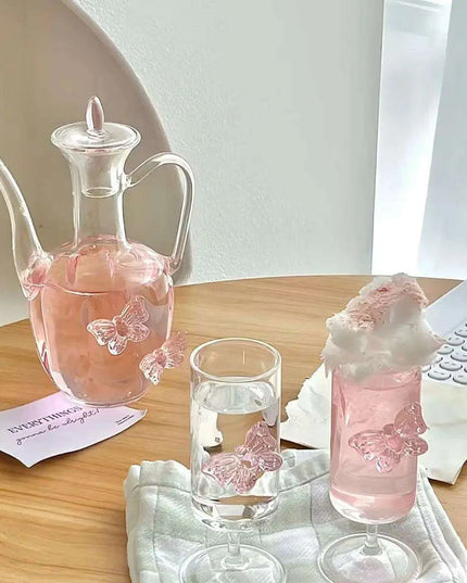 Charming Chinese Butterfly Teapot and Glassware Set for Tea and Cocktails
