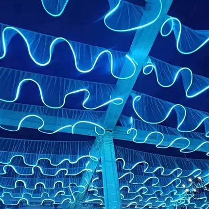LED Wave Gauze Curtain with String Lights