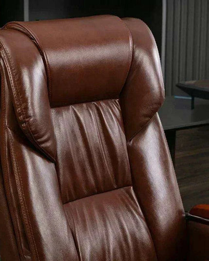 Luxurious Ergonomic Leather Executive Chair with Contemporary Aluminium Base