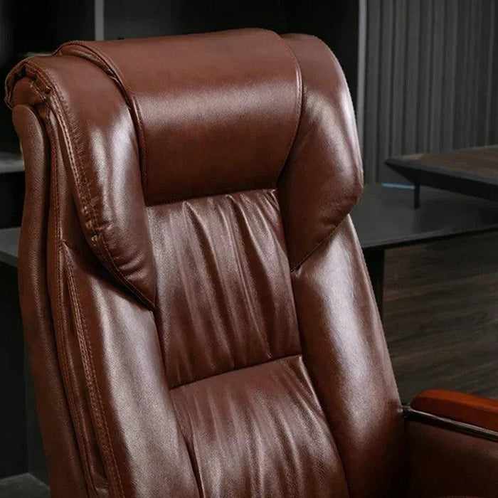 Luxurious Ergonomic Leather Executive Chair with Contemporary Aluminium Base