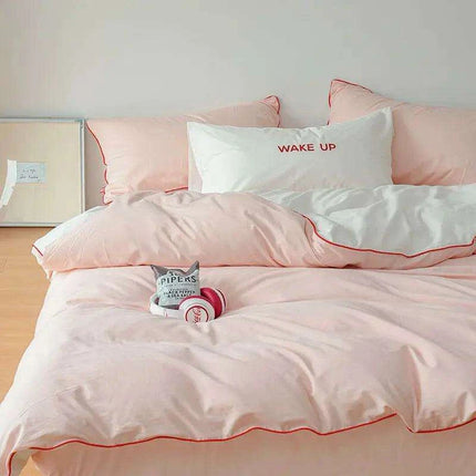 Mint Green Washed Cotton 4-Piece Bedding Set - Chic Duvet Cover for Dorm Rooms and Student Living