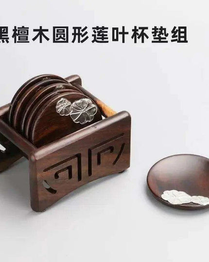 Elegant Ebony Square Zen Tea Ceremony Set with Wooden Tray