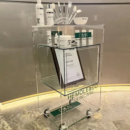 Acrylic Multi-Layer Beauty Salon Tool Trolley — 8-Colour Rolling Cart