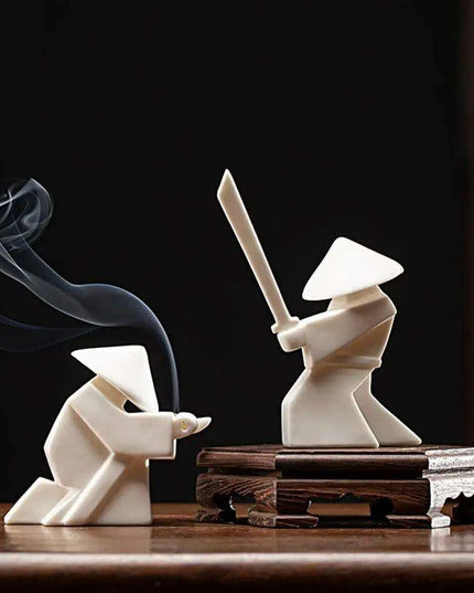 Elegant Samurai Porcelain Incense Holder - Unique Artistic Censer for Home Serenity