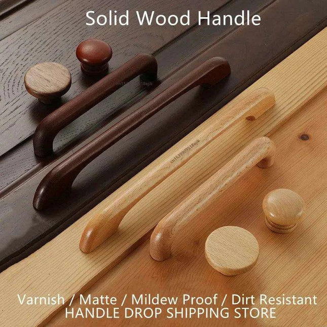 Chic Wooden Cabinet Knobs - Distinctive Walnut & Beech Drawer Handles for Elegant Home Interiors