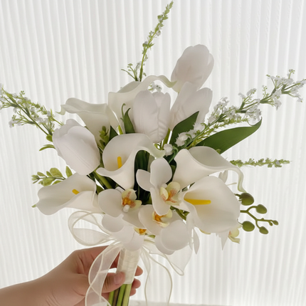 Favor Wedding Store White Artificial Calla Lily Bouquet - Elegant Brid