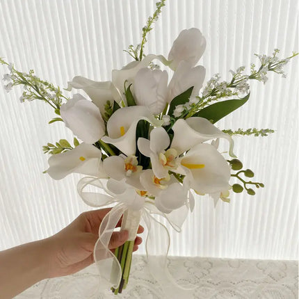 Favor Wedding Store White Artificial Calla Lily Bouquet - Elegant Brid