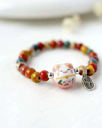 Lucky Cat Beaded Bracelet - Adjustable Harajuku Fashion Statement for Trendy Girls