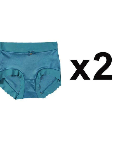 Elegant 2-Pack High-Waisted Satin Ice Silk Seamless Breathable Briefs with Butt Enhancing Design
