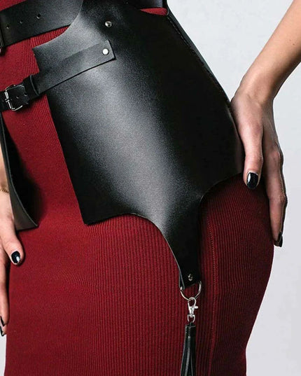Bold Statement Leather Harness Skirt for Women - Trendsetting Urban Fashion Essential