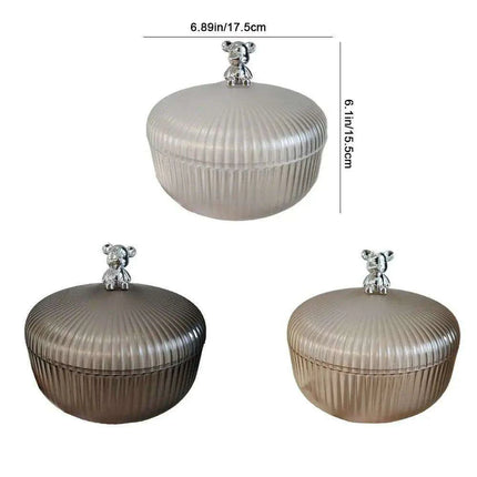 Chic Bear Design Plastic Snack Storage Tray with Dustproof Lid for Nuts, Fruits, and Candies - Spacious Kitchen Organizer