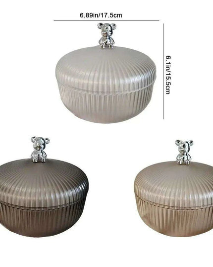 Chic Bear Design Plastic Snack Storage Tray with Dustproof Lid for Nuts, Fruits, and Candies - Spacious Kitchen Organizer