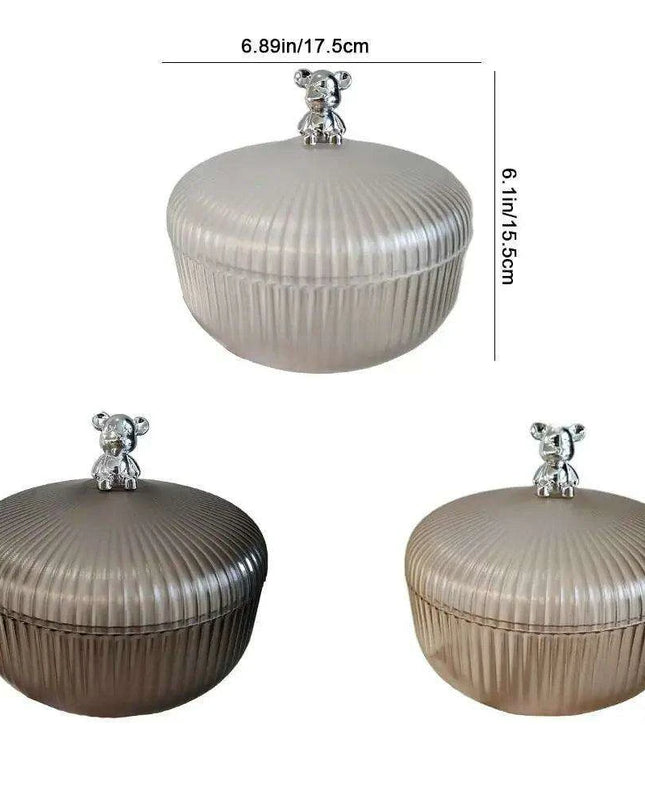 Chic Bear Design Plastic Snack Storage Tray with Dustproof Lid for Nuts, Fruits, and Candies - Spacious Kitchen Organizer