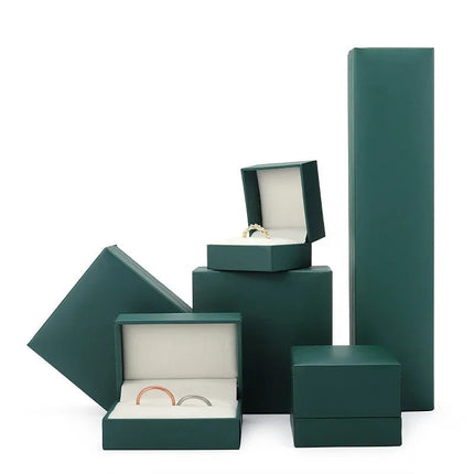 Leather-Covered Jewellery Gift Box — Ring, Pendant, Bangle & Chain Styles, 6 Colours