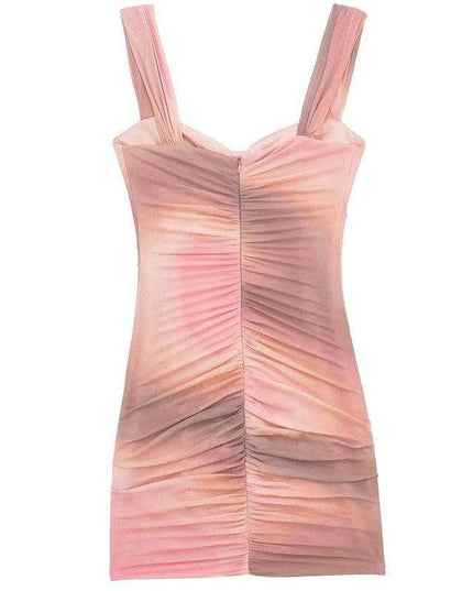 Chic Backless Mini Dress with Vibrant Tie Dye and Ruffles - Must-Have for Summer Parties