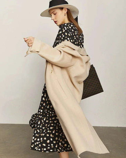 Elegant Chic Dot Print V-Neck Midi Dress for Women – Stylish Summer A-Line Chiffon Dress in White