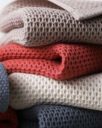 Luxurious Honeycomb Cotton Hand Towels - 2-Pack Absorbent Kitchen Essentials