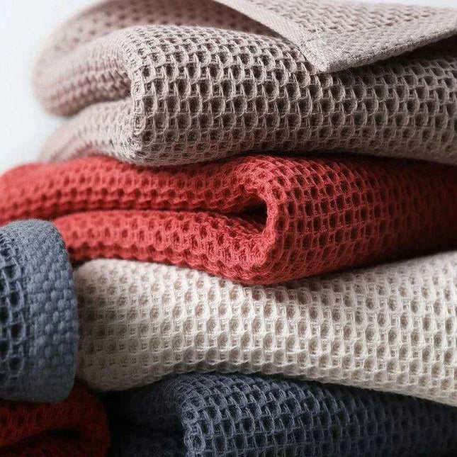 Luxurious Honeycomb Cotton Hand Towels - 2-Pack Absorbent Kitchen Essentials