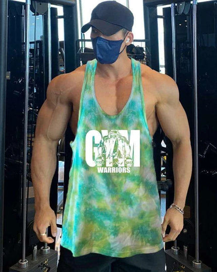 Men's Camouflage Y-Back Stringer Tank - Stylish Fitness Top for Gym and Bodybuilding