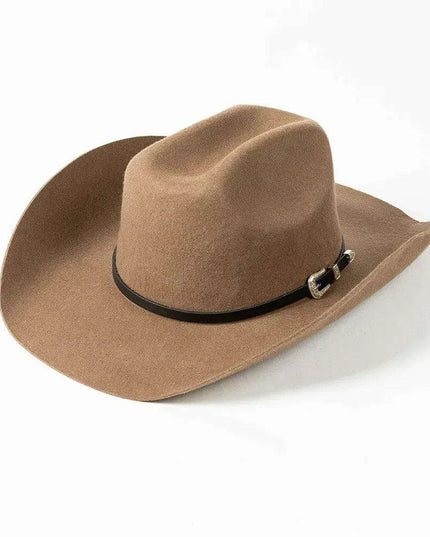 Stylish Women's Wide Brim Wool Cowboy Hat with Buckle Accent - Fall/Winter Collection (M/L Size)