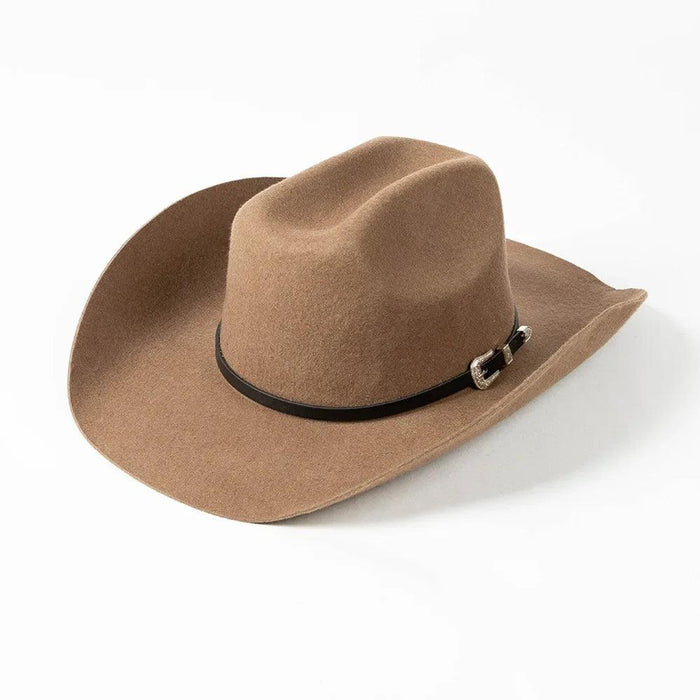 Stylish Women's Wide Brim Wool Cowboy Hat with Buckle Accent - Fall/Winter Collection (M/L Size)