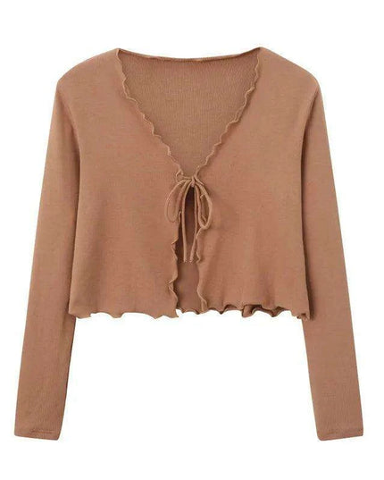 Elegant Ruffle Maxi Dress & Lettuce Edge Cardigan Set for Women