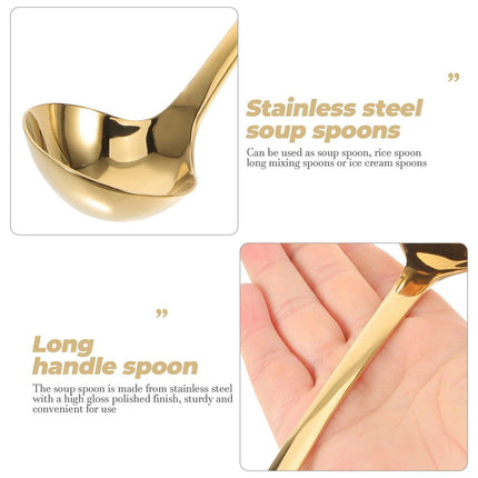 Stainless Steel Chef's Ladle with Long Handle - Ideal for Soup Serving and Cooking