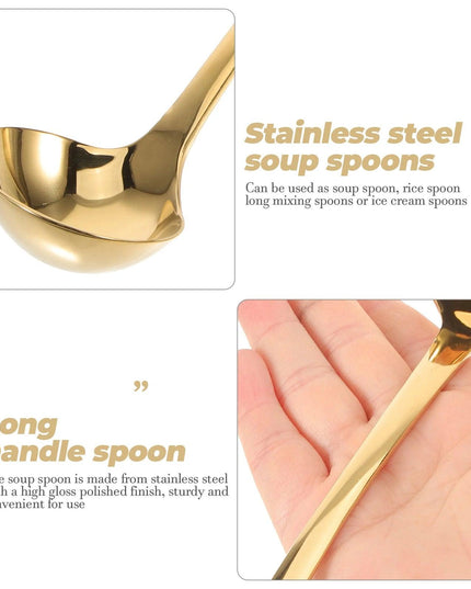 Stainless Steel Chef's Ladle with Long Handle - Ideal for Soup Serving and Cooking