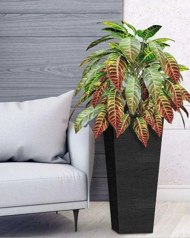 Sleek Black Tall Planters Set - 24-Inch Outdoor Flower Pot Collection