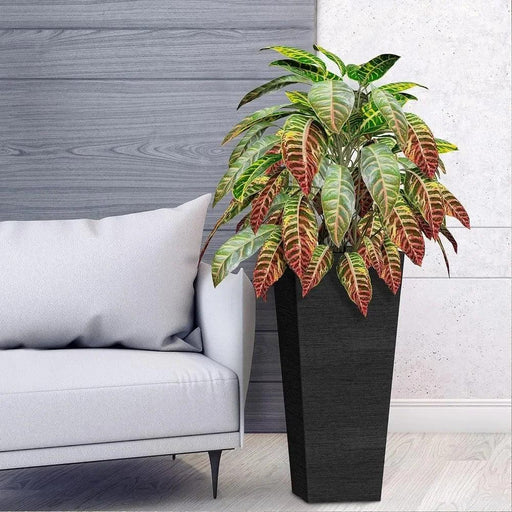 Sleek Black Tall Planters Set - 24-Inch Outdoor Flower Pot Collection