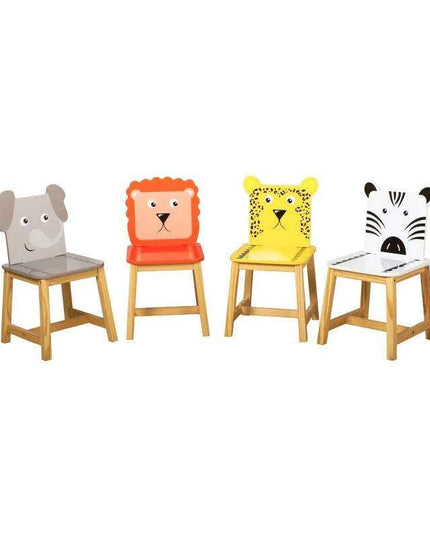 Adorable Kids Wooden Table and Chair Set with Cartoon Animals for Ages 2-7 - Fun and Functional Play Space