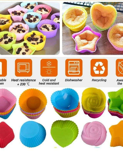 Silicone Baking Molds Collection - 6/12 Pack Non-Stick Round & Heart Shapes for Creative Dessert Making