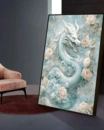 Chinese Dragon Blossom 5D Diamond Art DIY Craft Kit - Complete Embroidery Set with Bonus Square Drills for Stunning Home Decor