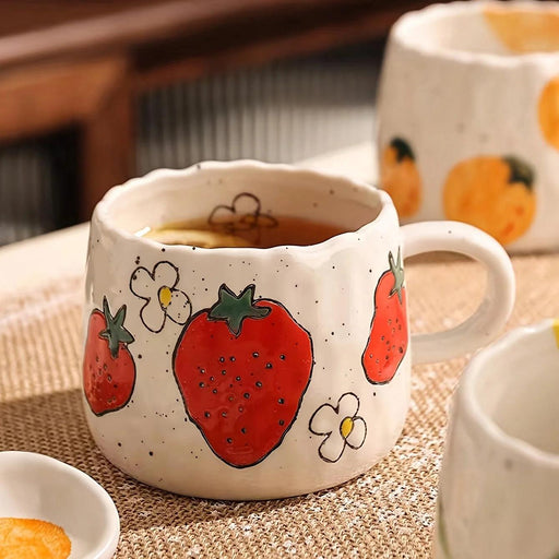 Cheerful Fruit-Themed 300ml Ceramic Mug & Plate Set – Ideal Gift for Children and Breakfast Enthusiasts