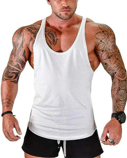 Men's Sleeveless Cotton Tank Top for Bodybuilding and Fitness - Muscle Stringer Vest