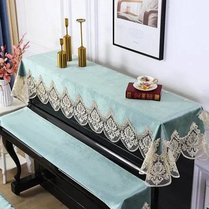 GoodTop Velvet Piano Dust Cover Set - Elegant Lace & Scratch Protectio