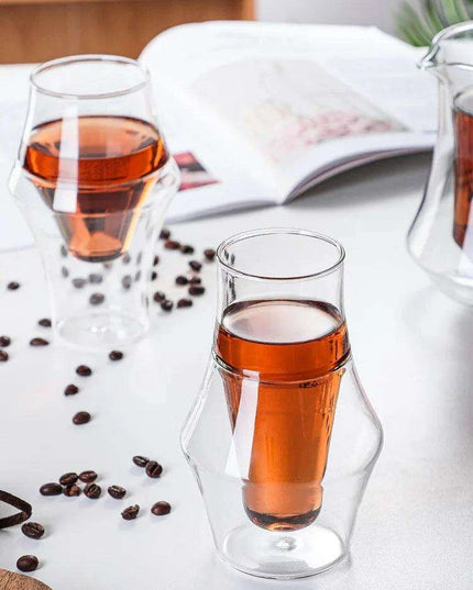 Artisan Japanese Double Insulated Coffee Glass Mug