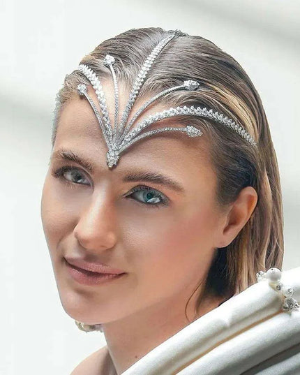 Luxe Zircon Bridal Tiara Crown with Intricate Crystal Design