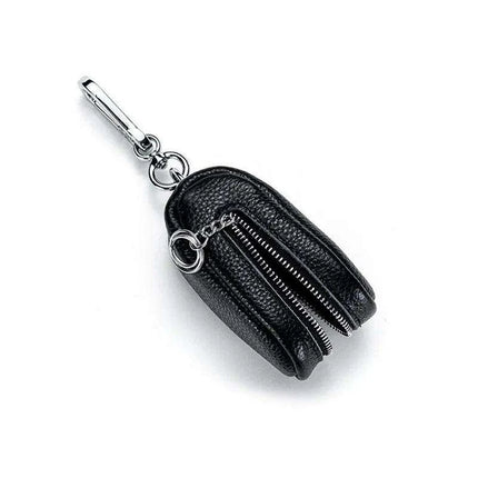 Leather Zippered Key Organizer Wallet for Car Keys