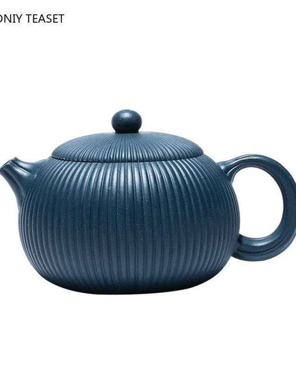Artisan 250ml Purple Clay Teapot with Eye-Catching Striped Pattern - Genuine Tea Pot
