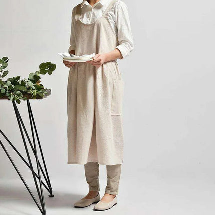 Chic Ruffled Cotton-Linen Apron for Women - Ideal for Cooking and Floral Creativity