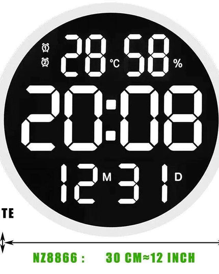 Stylish 10" or 12" Digital LED Wall Clock with Dual Alarms, Temperature Display, and Calendar for Modern Home Decor
