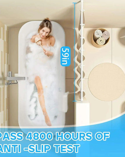 Adjustable 18' to 28' Stainless Steel Tension Shower Rod - No Drilling, Non-Slip, Rust-Free for Bathroom and Kitchen