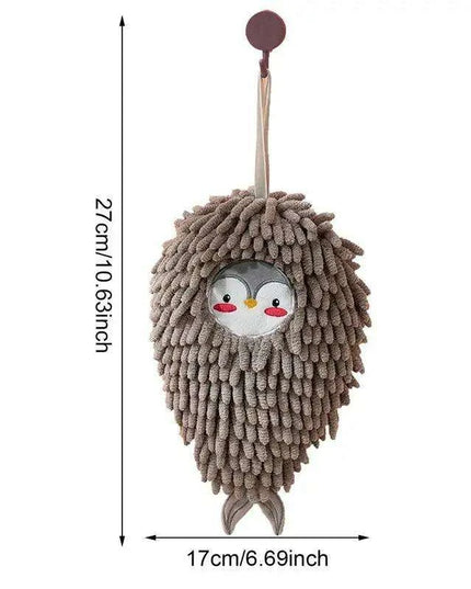 Plush Chenille Animal Hand Towels with Loop - Soft Microfiber for Quick-Drying