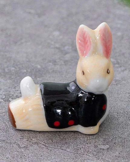 Adorable Japanese Ceramic Rabbit Chopstick Rest for Dining and Home Decor