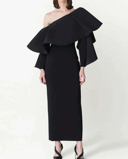 Customizable One-Shoulder Asymmetrical Ruffled Evening Gown