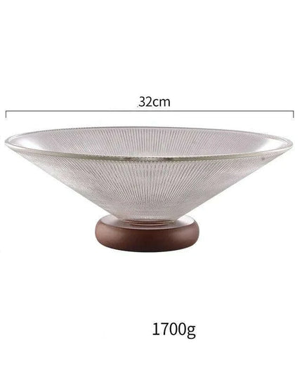 Chic Elevated Glass Fruit Display with Premium Rubber Wood Base for Stylish Dining Enhancements