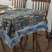 Bohemian Chic Embroidered Table Cover with Trendy Tassels