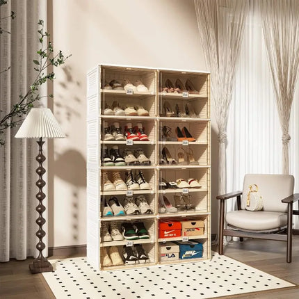 Stackable 8-Tier Shoe Rack Organizer, Holds 32 Pairs, Clear Do
